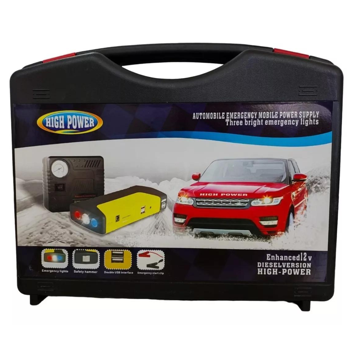 Kit de emergencia para automóvil con arrancador y compresor