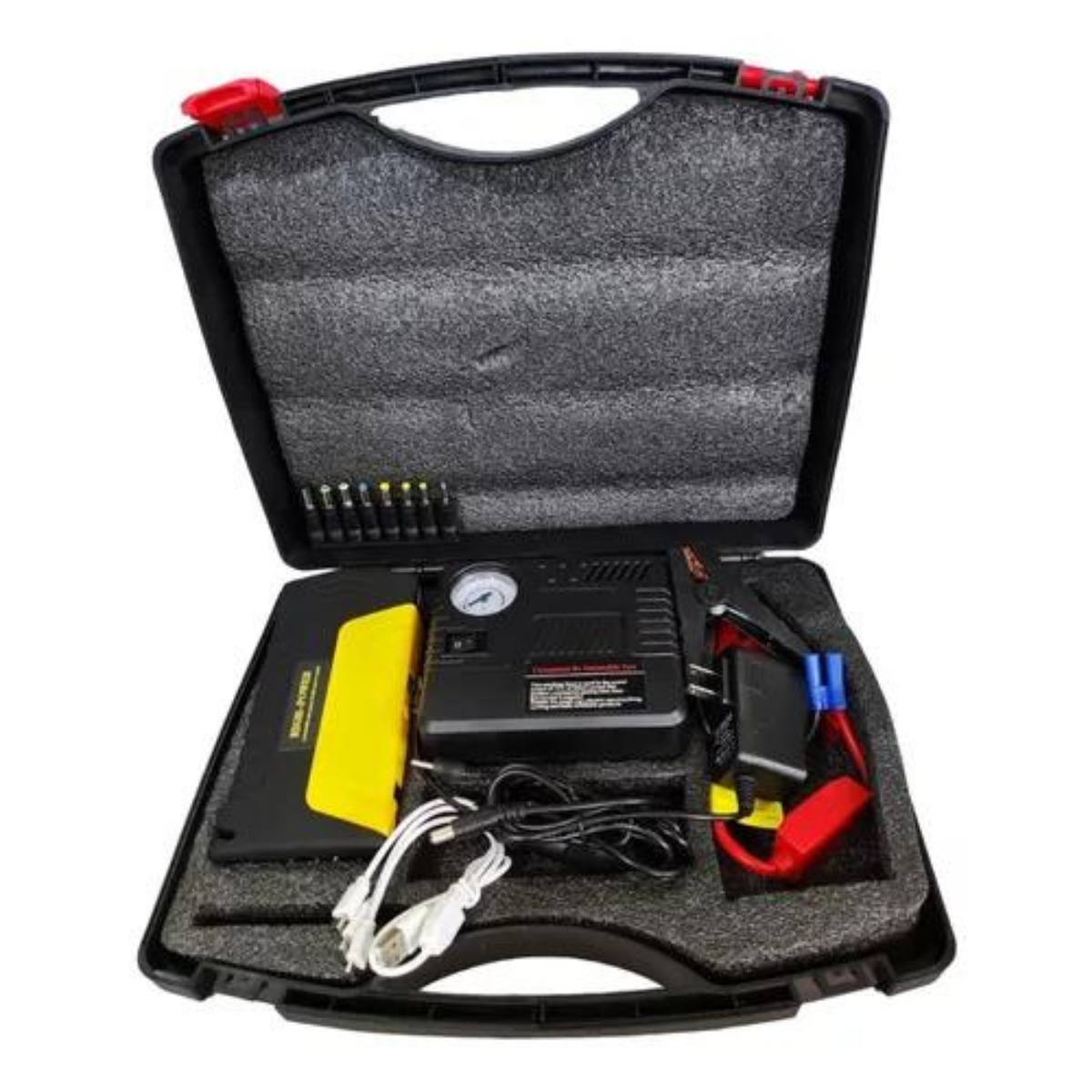 Kit de emergencia para automóvil con arrancador y compresor