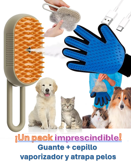 Pack Guante + Cepillo Mascotas