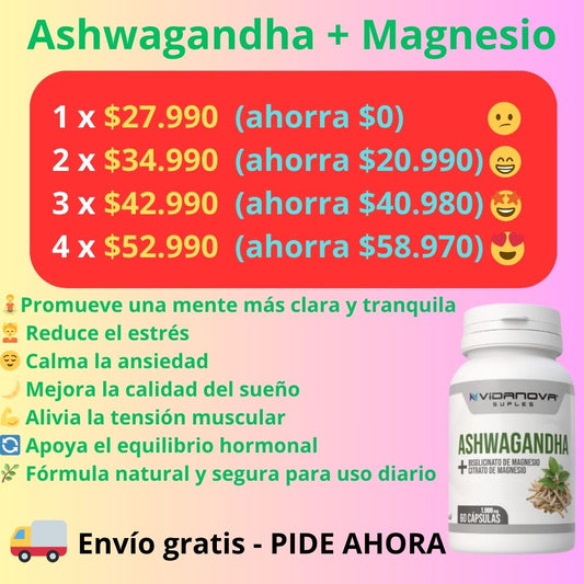 Ashwagandha + Magnesio 1000mg 60 CAPS