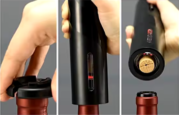 Destapador sacacorchos automático con corta sello