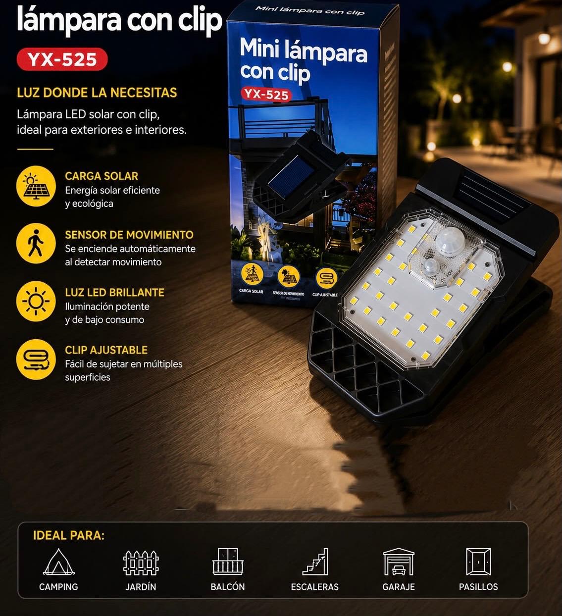 Lámpara solar con clip LumiClip