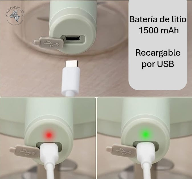 Picadora de vegetales y carnes portátil recargable por USB