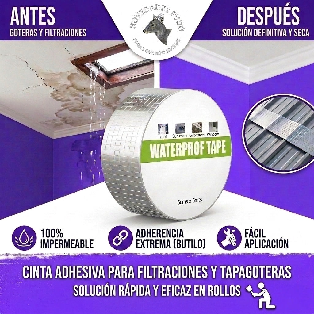 Cinta Tapa Gotera De Butilo 5cm X 5mts