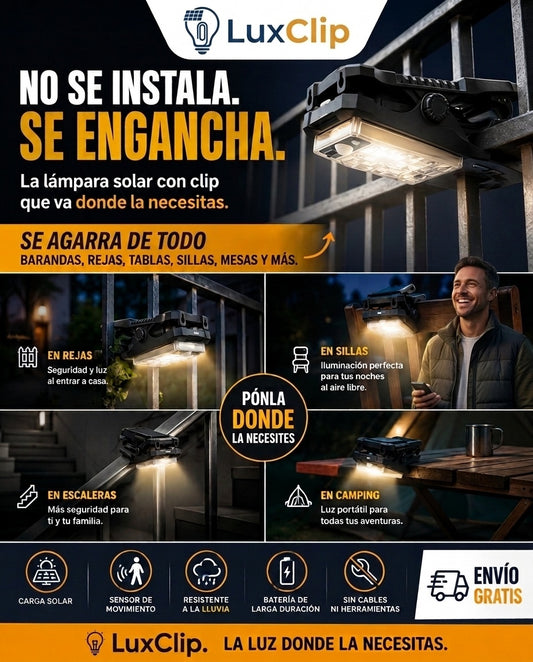 Lámpara solar con clip LuxClip